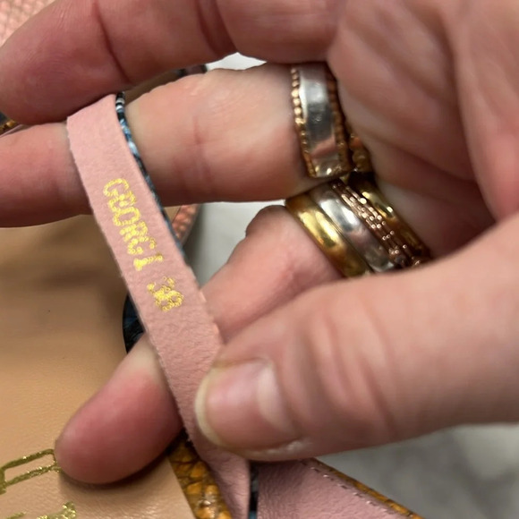 Anthropologie | Silent D Pink Blue Snake Print Ankle Wrap Georgi Sandal Size 8 - Picture 5 of 12